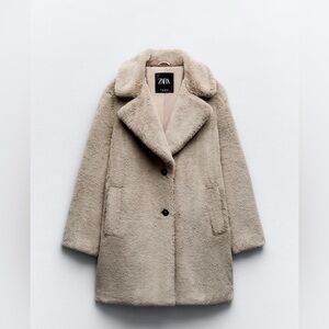 Zara Faux Fur Coat Small NWT